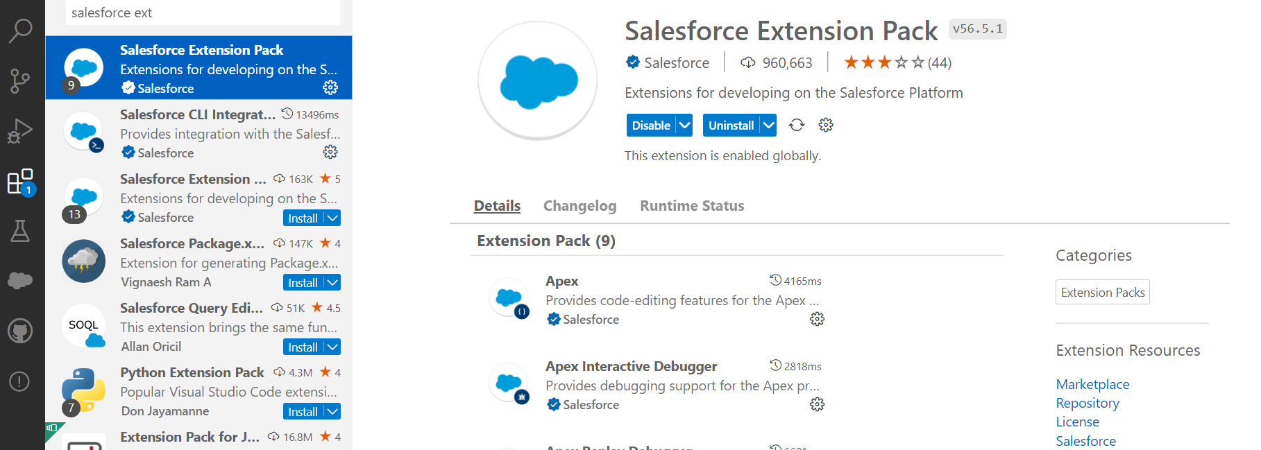 salesforce extension pack